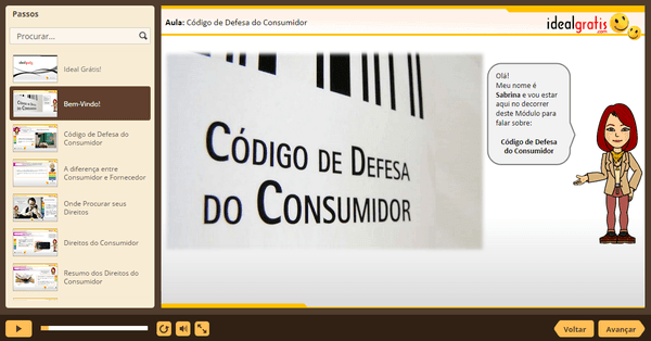 PrintScreen do curso gratuito Os direitos do Consumidor