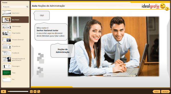 PrintScreen do curso gratuito Administração