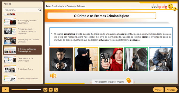 PrintScreen do curso gratuito Introdução à Criminologia