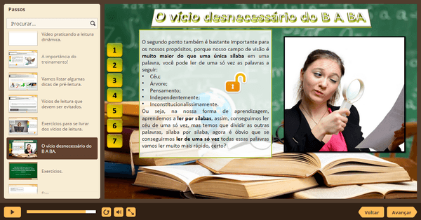 PrintScreen do curso gratuito Leitura Dinâmica