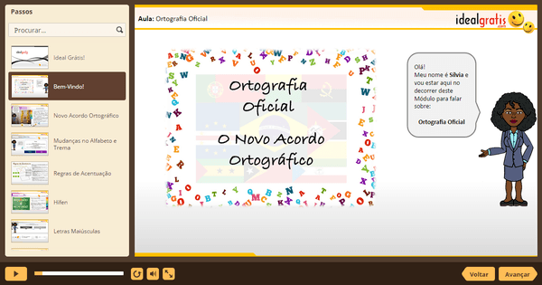 PrintScreen do curso gratuito Língua Portuguesa