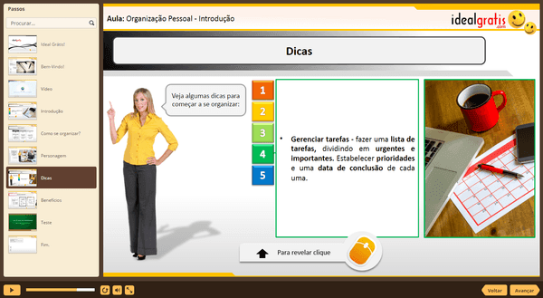 PrintScreen do curso gratuito Organização Pessoal